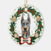 Doberman Dog Kerstmis Cute Dog Cookie Wreath Keramisch Ornament (Links)