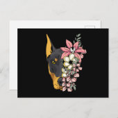 Doberman Dog met bloemen Briefkaart (Voorkant / Achterkant)