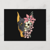 Doberman Dog met bloemen Briefkaart (Voorkant)