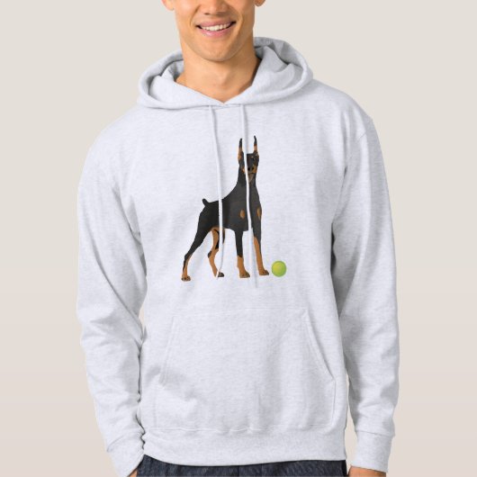 Doberman Dog met een groene bal Hoodie (Voorkant)