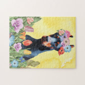 Doberman Dog met Flowers Spring Legpuzzel (Horizontaal)