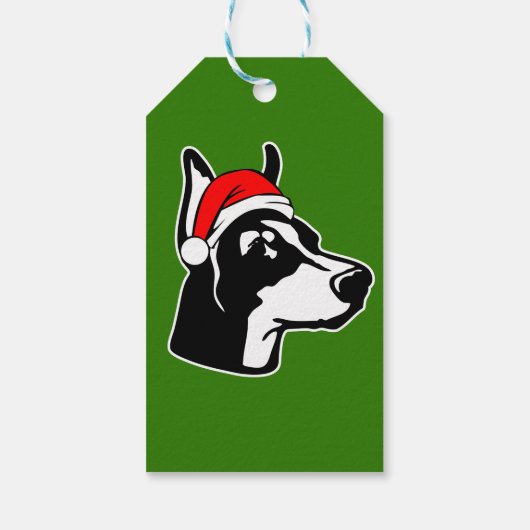 Doberman Dog met kerstkerstkerstkerstkerstkerstker Cadeaulabel (Achterkant)