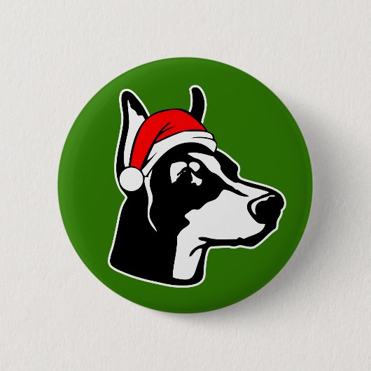 Doberman Dog met kerstkerstkerstkerstkerstkerstker Ronde Button 5,7 Cm (Voorkant)