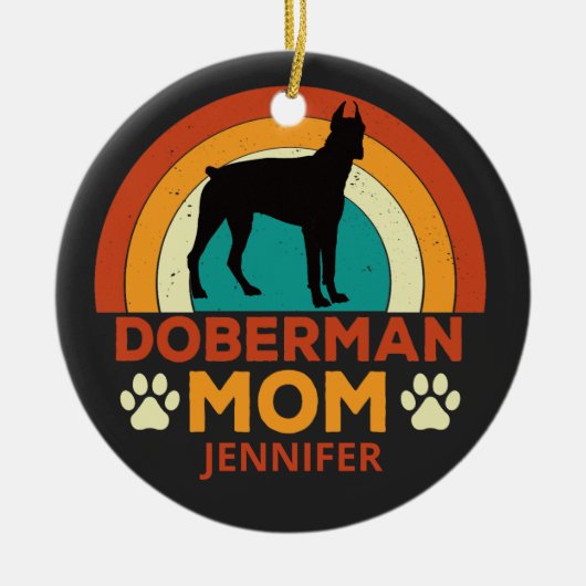  Doberman Dog Mom Sunset gepersonaliseerd Keramisch Ornament (Voorkant)