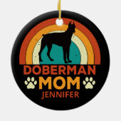 Doberman Dog Mom Sunset gepersonaliseerd Keramisch Ornament (Achterkant)
