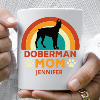 Doberman Dog Mom Sunset gepersonaliseerd Koffiemok