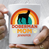  Doberman Dog Mom Sunset gepersonaliseerd Koffiemok