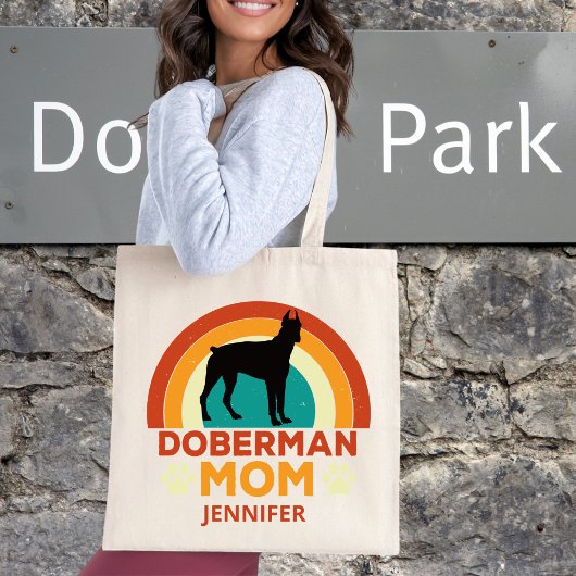  Doberman Dog Mom Sunset gepersonaliseerd Tote Bag