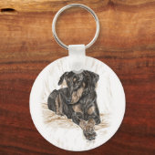 Doberman Dog Natural Ears for Keys Sleutelhanger (Voorkant)