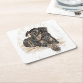 Doberman Dog Natural Ears Kartonnen Onderzetters (Schuin)