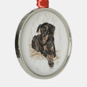 Doberman Dog Natural Ears Metalen Ornament (Rechts)