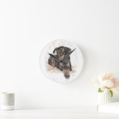 Doberman Dog Natural Ears Ronde Klok (Huis)