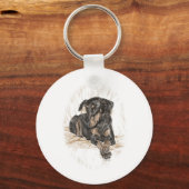 Doberman Dog Natural Ears Sleutelhanger (Voorkant)