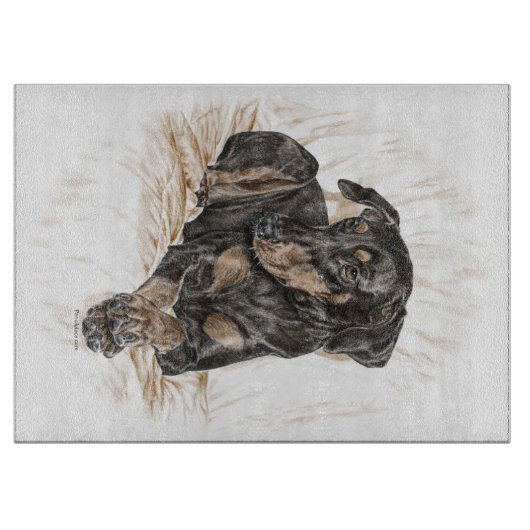 Doberman Dog Natural Ears Snijplank (Voorkant)