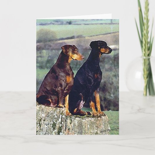 Doberman Dog Portrait Blank Wenskaart Kaart (Voorkant)