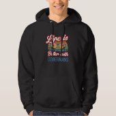 Doberman Dog Retro Sunset  With Dobermans Hoodie (Voorkant)