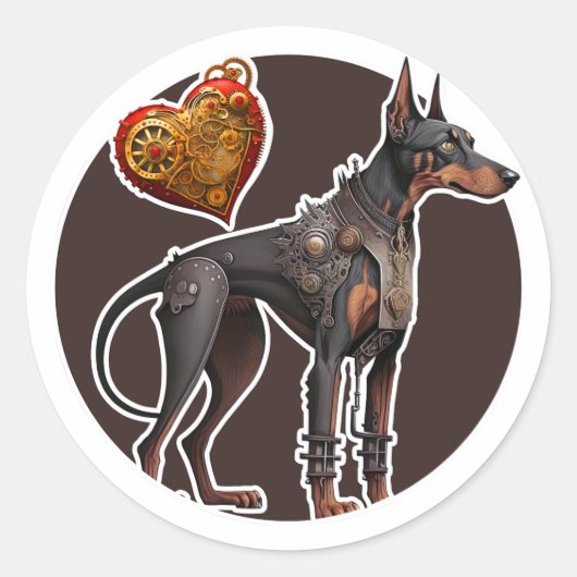 Doberman Dog Ronde Sticker (Voorkant)