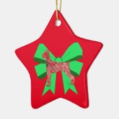 Doberman Dog Silhouette Green Bow Kerstmis Keramisch Ornament (Links)