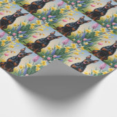 Doberman Dog Spring Bloemen Schilderen Cadeaupapier (Hoek)