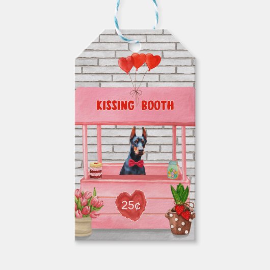 Doberman Dog Valentijnsdag Kissing Booth Cadeaulabel (Voorkant)