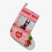 Doberman Dog Valentijnsdag Kissing Booth Kleine Kerstsok (Voorkant (Hangend))