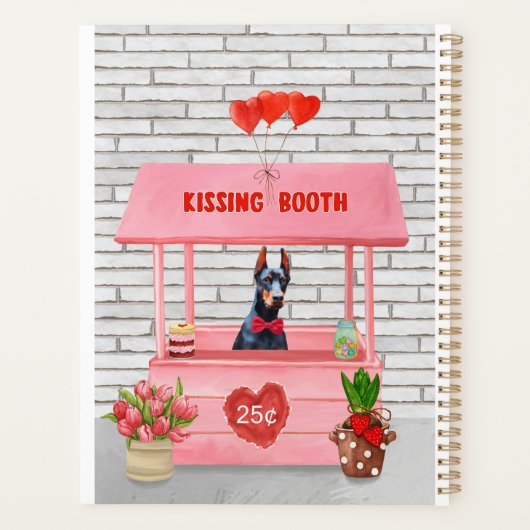Doberman Dog Valentijnsdag Kissing Booth Planner (Achterkant)