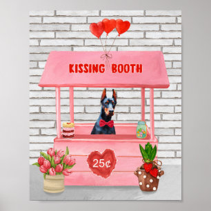 Doberman Dog Valentijnsdag Kissing Booth Poster