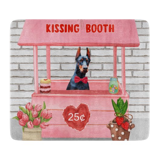 Doberman Dog Valentijnsdag Kissing Booth Snijplank (Voorkant)