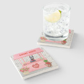 Doberman Dog Valentijnsdag Kissing Booth Stenen Onderzetter (Zijkant)