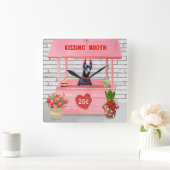 Doberman Dog Valentijnsdag Kissing Booth Vierkante Klok (Huis)