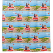 Doberman Dog Valentijnsdag Truck Douchegordijn (Voorkant)