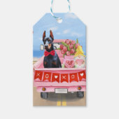 Doberman Dog Valentijnsdag Truck Hearts Cadeaulabel (Voorkant)