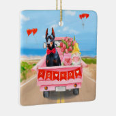 Doberman Dog Valentijnsdag Truck Hearts Keramisch Ornament (Rechts)