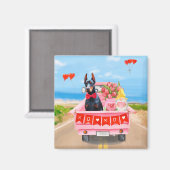 Doberman Dog Valentijnsdag Truck Hearts Magneet (Voorkant / Achterkant)