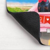 Doberman Dog Valentijnsdag Truck Hearts Muismat (Hoek)