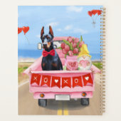 Doberman Dog Valentijnsdag Truck Hearts Planner (Achterkant)