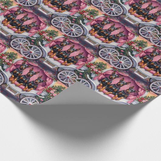 Doberman Dog Valentine's Day  Cadeaupapier (Hoek)