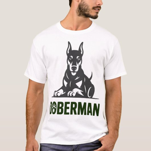 Doberman Dog Vector 2 Colors T-shirt (Voorkant)