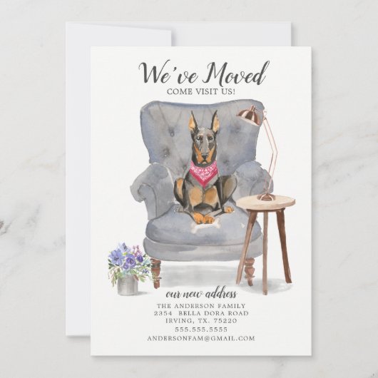 Doberman Dog | Verplaatsingsaankondiging Aankondiging (Voorkant)