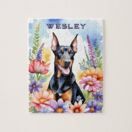 Doberman Dog Vibrant Watercolor Pet Legpuzzel