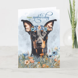 Doberman Dog Wildflowers Mother's Day Feestdagen Kaart