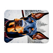 Doberman Dog Winter Impressionist en hyperrealisme Magneet (Horizontaal)