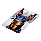 Doberman Dog Winter Impressionist en hyperrealisme Magneet (Linkerzijde)