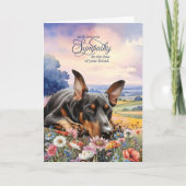 Doberman Dog with Wildflowers Pet Sympathy Kaart (Voorkant)