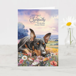 Doberman Dog with Wildflowers Pet Sympathy Kaart
