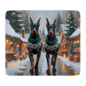 Doberman Dogs Christmas Snow Holiday  Snijplank (Voorkant)