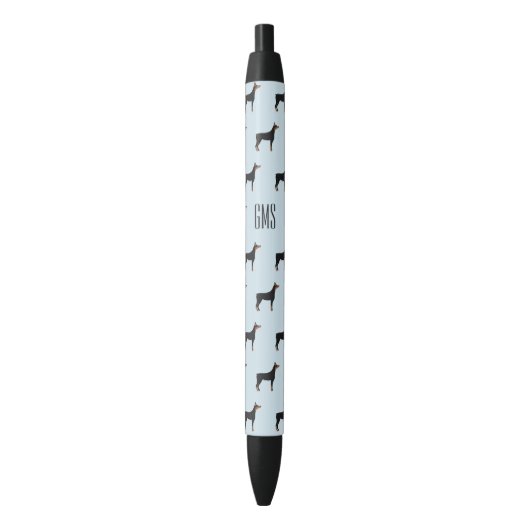 Doberman Dogs Pattern Monogrammed Zwarte Inkt Pen (Voorkant Verticaal)