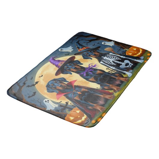Doberman Dogs Pumpkin Halloween Grappig Badmat (Gekanteld)