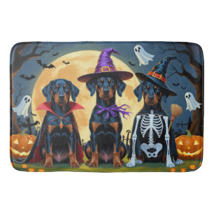 Doberman Dogs Pumpkin Halloween Grappig Badmat