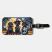 Doberman Dogs Pumpkin Halloween Grappig Bagagelabel (Voorkant horizontaal)